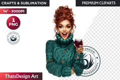 Cosy Winter Girl Clipart, Fashion Girl PNG, christmas Product Image 1