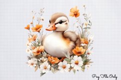 Watercolor Spring Floral Animal Clipart PNG Product Image 1