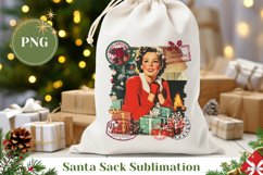 Retro Christmas Tree Santa Sack, Christmas Gift Bag Design Product Image 1