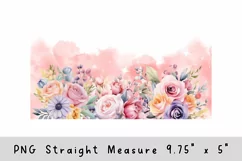 Pink Flower glass can wrap, Watercolor flowers sublimation Product Image 2