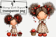 Watercolor Cherry Girl Clipart Watercolor PNG Product Image 1