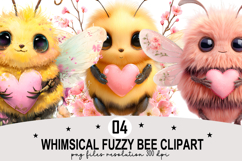 Whimsical Fuzzy Bee Clipart Watercolor PNG Product Image 1