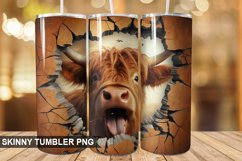 3D Highland Cow Cracked Hole PNG Tumbler Design Product Image 1