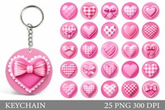 Hearts Keychain Bundle. Hearts Round Keychain Design Product Image 1
