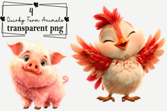 Whimsical Farm Animals Clipart Watercolor PNG Product Image 1