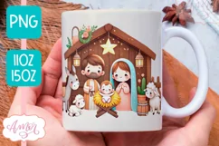 Christmas nativity mug wrap PNG for sublimation 11oz 15oz Product Image 1