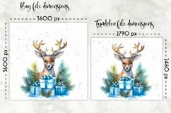 Watercolour Reindeer Lunch Bag Print | Christmas Lunch Bag Product Image 2