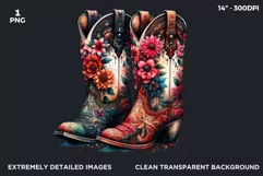 Cowgirl boots with flowers PNG clipart, Boho western Product Image 2