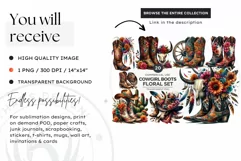 Cow skull with flowers PNG clipart for sublimation Product Image 3