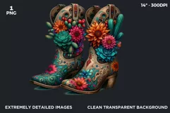 Cowgirl boots with flowers PNG clipart, Boho Western art Product Image 2