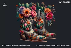 Cowgirl boots with flowers PNG clipart, Boho Western art Product Image 2
