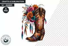 Cowgirl boots with flowers PNG clipart, Boho western Product Image 1