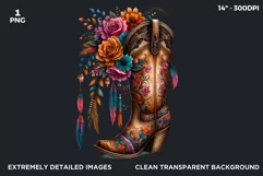 Cowgirl boots with flowers PNG clipart, Boho western Product Image 2
