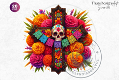 Floral Day of Dead Crosses Clipart Set Sugar skull PNG Product Image 10