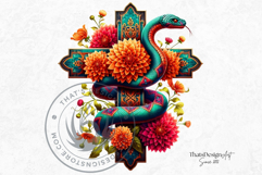 Floral Day of Dead Crosses Clipart Set Sugar skull PNG Product Image 4