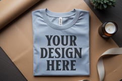 Ash Folded Bella Canvas 3001 Flat Lay T-Shirt Mockup Product Image 1