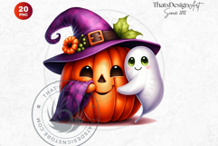 Funny Enchanted Pumpkins PNG Set, Cute Kawaii Halloween PNG Product Image 10