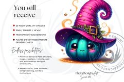 Funny Enchanted Pumpkins PNG Set, Cute Kawaii Halloween PNG Product Image 2