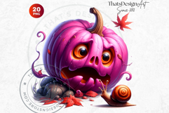 Funny Enchanted Pumpkins PNG Set, Cute Kawaii Halloween PNG Product Image 4