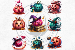Funny Enchanted Pumpkins PNG Set, Cute Kawaii Halloween PNG Product Image 5