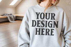 Ash Gildan 18000 Crewnwck Sweatshirt Mockup, gildan 18000 Product Image 1