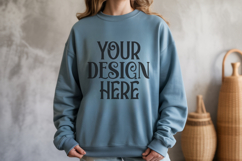 light blue Gildan 18000 Sweatshirt mockup Product Image 1