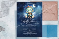Cute Little dinosaur at starry night Baby Shower Invite ZB23 Product Image 3