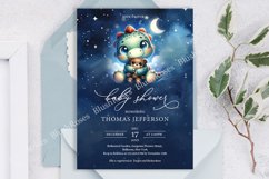 Cute Little dinosaur at starry night Baby Shower Invite ZB23 Product Image 1