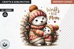 Mother's Day Clipart, hedgehog clipart, Mother and Baby anim Product Image 1