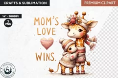 Mother's Day Clipart, giraffe clipart, Mother and Baby anim Product Image 1