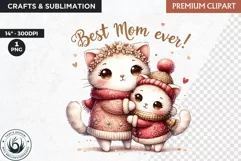 Mother's Day Clipart, kitten clipart, Mother and Baby animal Product Image 1