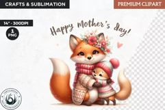 Mother's Day Clipart, fox clipart, Mother and Baby animal Product Image 1