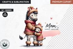 Mother's Day Clipart, Zebra clipart, Mother and Baby animal Product Image 1