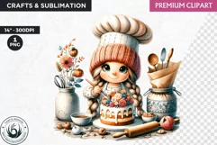 Gnome clipart, Mother's day Clipart, Gnome girl, baking Product Image 1