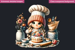 Gnome clipart, Mother's day Clipart, Gnome girl, baking Product Image 2
