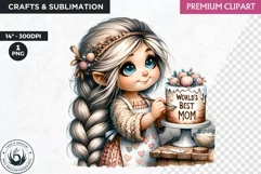 Gnome clipart, Mother's day Clipart, Gnome girl, baking Product Image 1