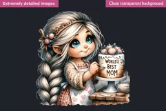 Gnome clipart, Mother's day Clipart, Gnome girl, baking Product Image 2