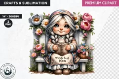 Best mom Gnome clipart, Mother's day Clipart, Gnome girl Product Image 1