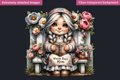 Best mom Gnome clipart, Mother's day Clipart, Gnome girl Product Image 2
