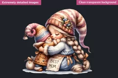 Best mom Gnome clipart, Mother's day Clipart, Gnome girl Product Image 2