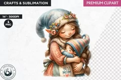 Gnome clipart, Mother's day Clipart, Best mom Gnome girl Product Image 1