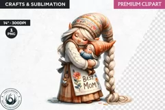 Best mom Gnome clipart, Mother's day Clipart, Gnome girl Product Image 1