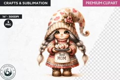 Best mom Gnome clipart, Mother's day Clipart, Gnome girl Product Image 1