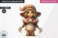 Best mom Gnome clipart, Mother's day Clipart, Gnome girl Product Image 1