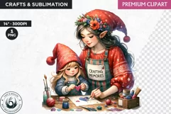 Gnome clipart, Mother's day Clipart, Gnome girl, baking Product Image 1