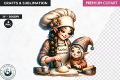 Gnome clipart, Mother's day Clipart, Gnome girl, baking Product Image 1