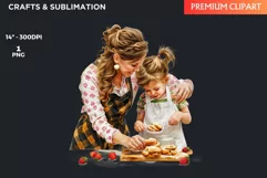 Watercolor Mothers day Clipart, Mother child baking clipart Product Image 2