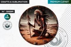 Native American God Spirit of death clipart, Round PNG Product Image 1