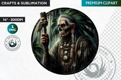 Native American God Spirit of death clipart, Round PNG Product Image 1