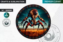 Native American God Spirit of death clipart, Round PNG Product Image 1